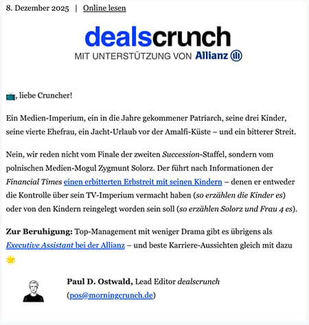 Allianz Intro Mention im dealscrunch