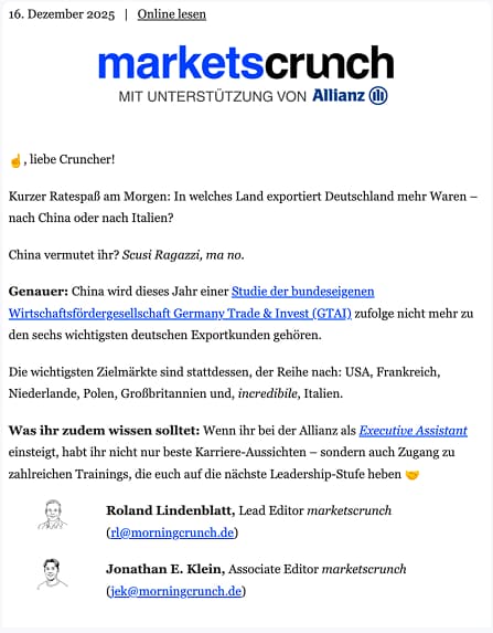 Allianz Intro Mention im marketscrunch