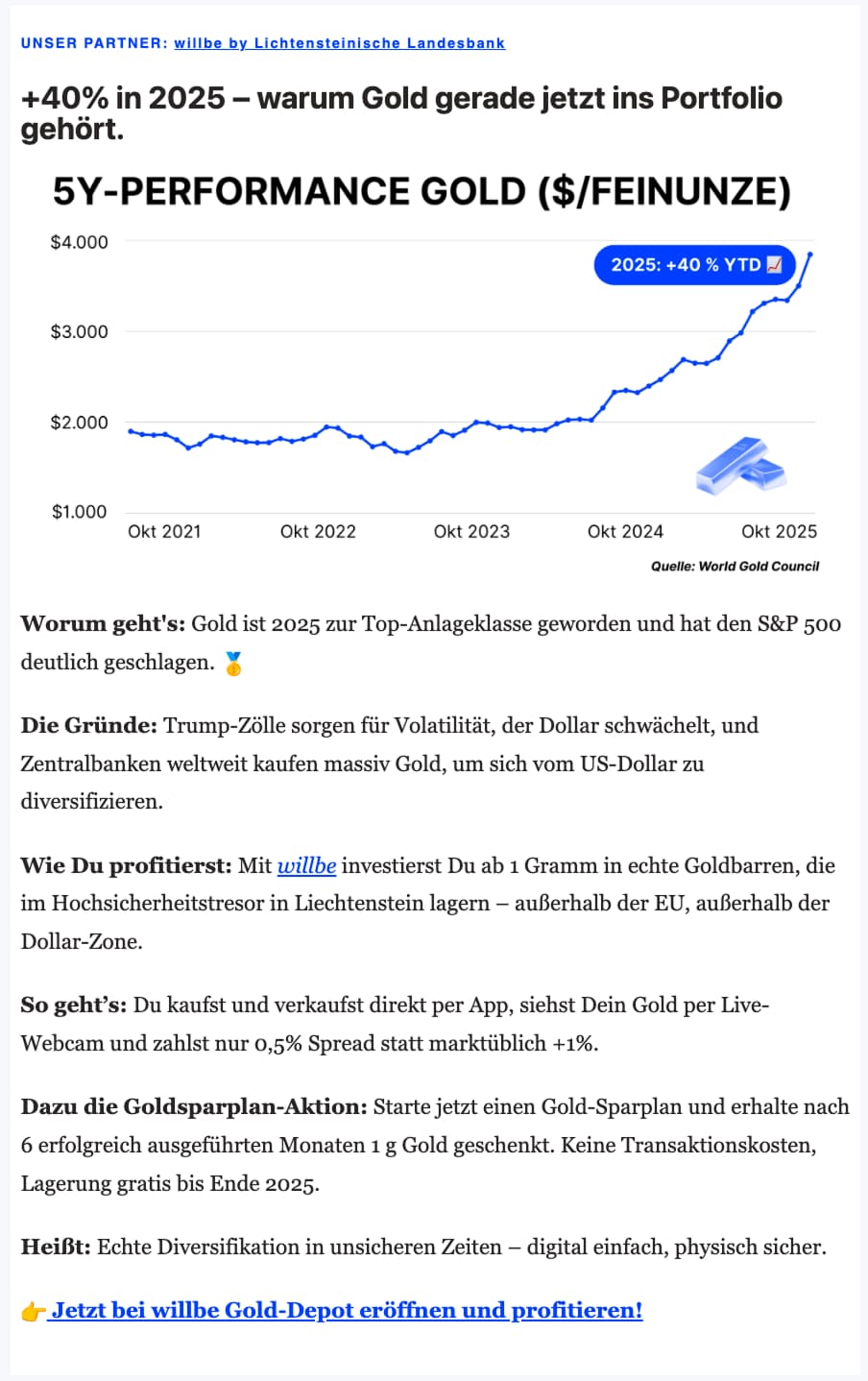 willbe Advertorial: Gold im Portfolio