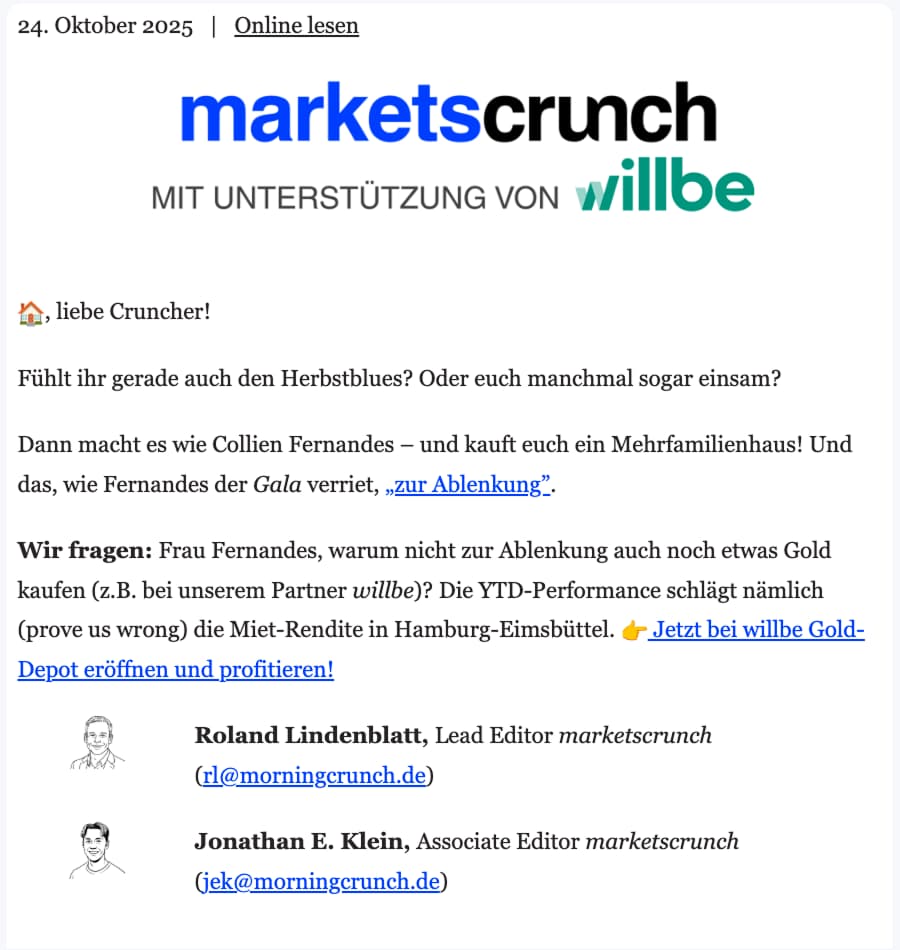 willbe Intro Mention zum Gold-Depot